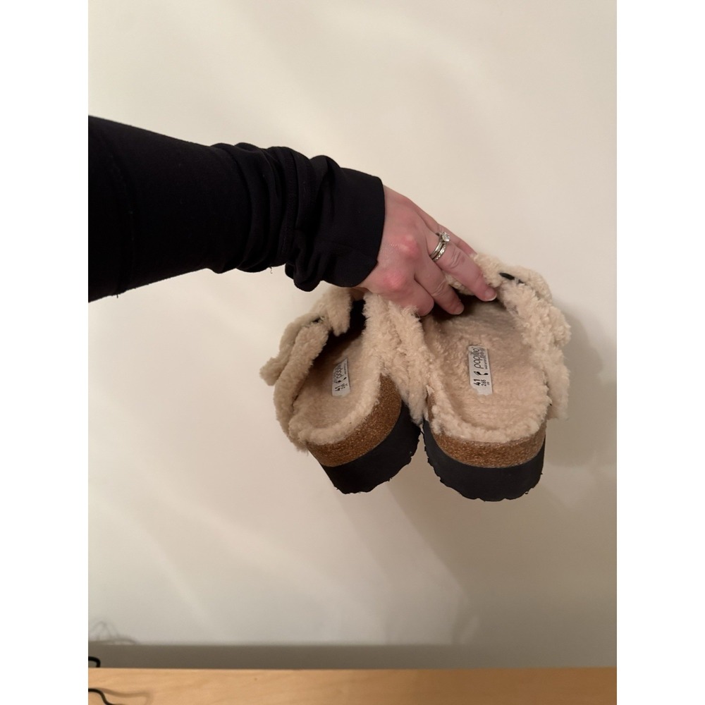 Papillio Women's Beige Shearling Lined Clog Slippers Slip-On US 10 EU 41 - Picture 5 of 7